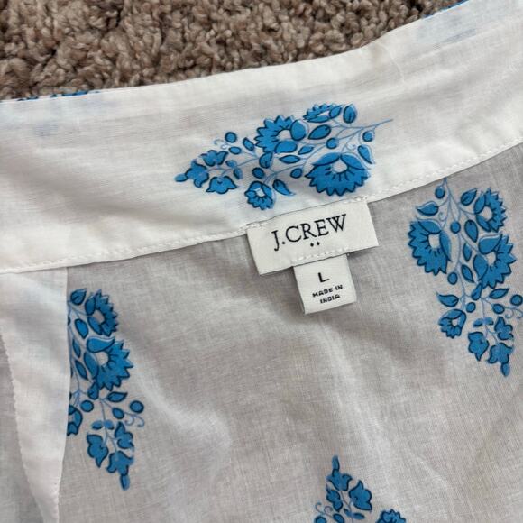 J Crew Women’s White Blue Printed Midlength Sarong Cover-up Sz L Beachy - Picture 8 of 8